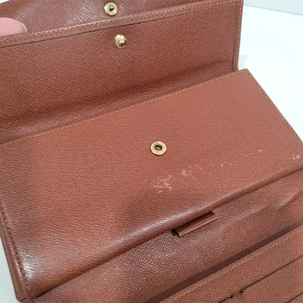 Louis‎ Vuitton Monogram Porte Tresor Long Wallet Trifold Envelope Brown Vintage